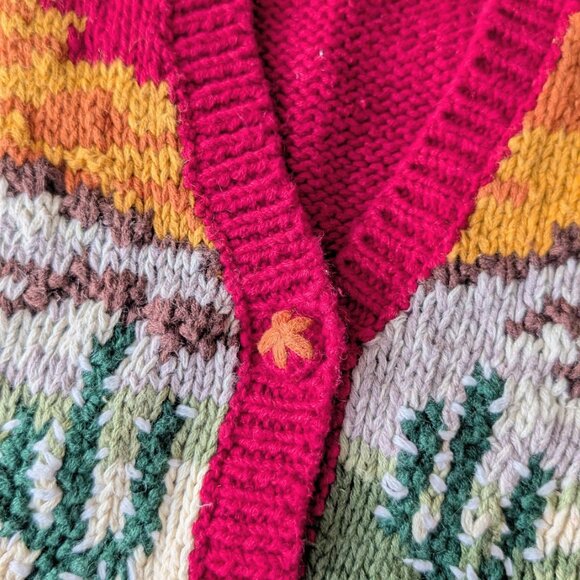 Vintage Tiara Red Horse and Cowboy Western Scene Knit Sweater Vest - Picture 5 of 7